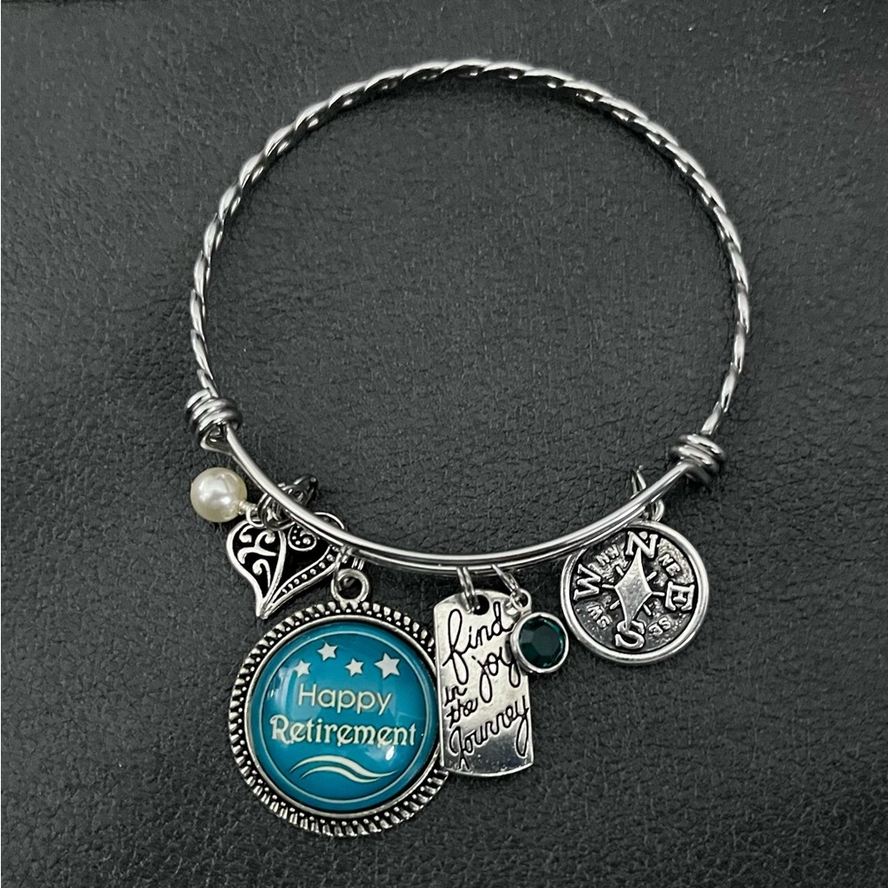 Silver Charm Bracelet with Blue and White Accents